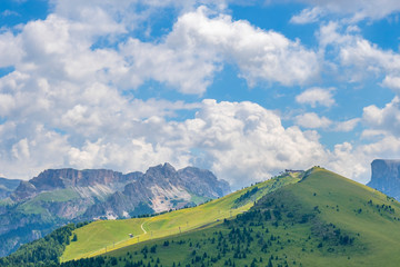 Naklejka premium Beautiful alp landscape in the summer with a ski slope