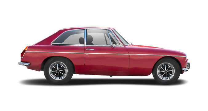 MG MGB British sport classic car side view isolated on white background