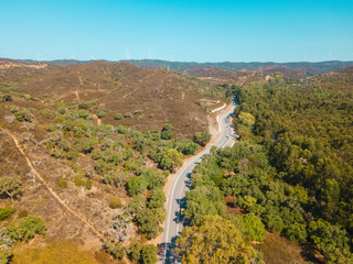 Fototapeta premium Aerial Drone Fly Over Dessert Road
