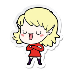 Obraz premium sticker of a cartoon elf girl