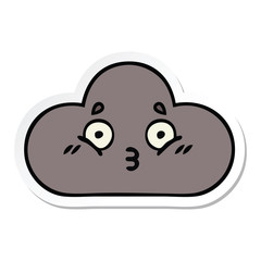 sticker of a cute cartoon storm cloud