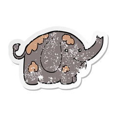 distressed sticker of a cartoon elephant