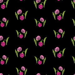 Seamless pattern of clover sketches