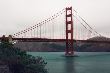 The  Golden Gate Bridge in San Francisco during an overcast day