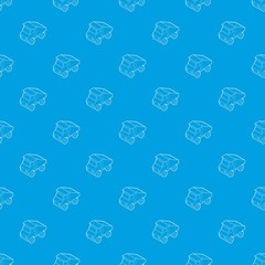 Toy truck pattern vector seamless blue repeat for any use
