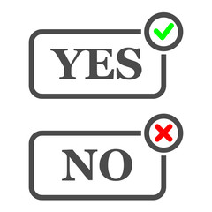 Yes and No check marks green and red. Vector. Pixel perfect vector graphics