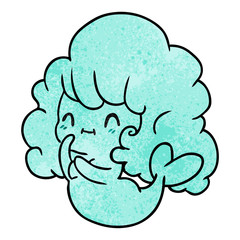 textured cartoon kawaii cute ghost mermaid