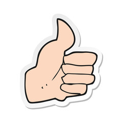 sticker of a cartoon thumbs up symbol
