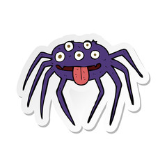 sticker of a cartoon gross halloween spider