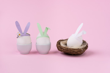 Egg rabbit family. Newborn concept.