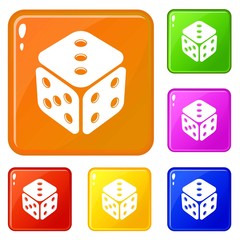 Cube casino icons set collection vector 6 color isolated on white background