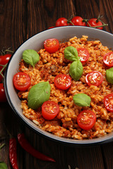 risotto with tomatoes, fresh herbs and parmesan cheese.