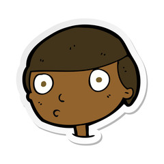 sticker of a cartoon boy staring