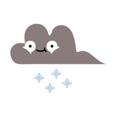 flat color retro cartoon storm snow cloud