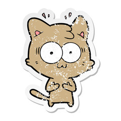 Obraz na płótnie Canvas distressed sticker of a cartoon surprised cat