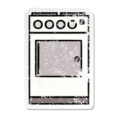 distressed sticker of a cute cartoon oven and cooker