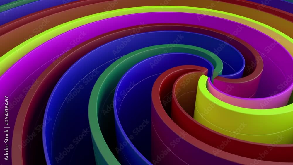 Poster Loopable 3d render abstract background with animated spiral rotation. Simple twisted shapes.