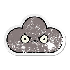 distressed sticker of a cute cartoon storm cloud