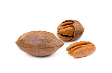 Fresh pecan nuts isolated on a white background