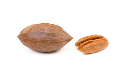 Fresh pecan nuts isolated on a white background