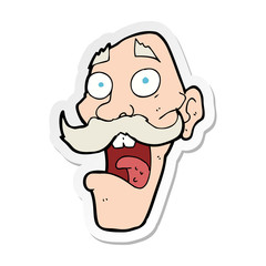 sticker of a cartoon frightened old man