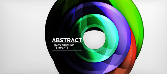 Fototapeta premium Modern geometric circles abstract background, colorful round shapes with shadow effects