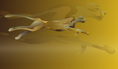 Abstract watercolor illustration of  running cheetah (color yellow, force logo, emblem of power, pattern free animals, vector print, business banner, art fashion design logo © vipa21