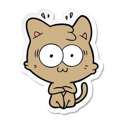 Obraz premium sticker of a cartoon surprised cat