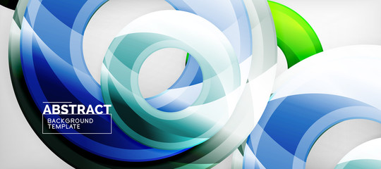 Modern geometric circles abstract background, colorful round shapes with shadow effects