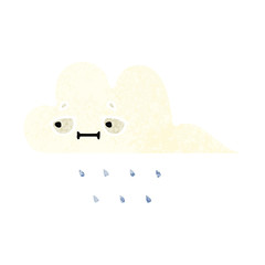 retro illustration style cartoon rain cloud
