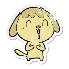 distressed sticker of a cute cartoon dog