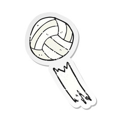 retro distressed sticker of a cartoon soccer ball