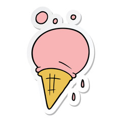 sticker of a cartoon ice cream