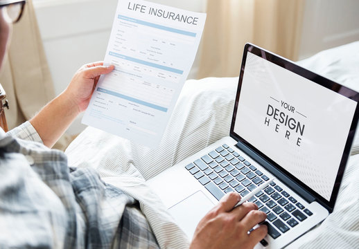 Insurance Form with Laptop Screen Mockup