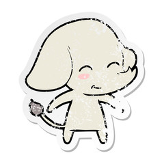 distressed sticker of a cute cartoon elephant