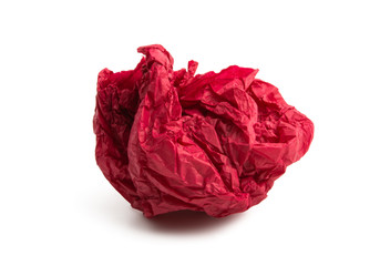 crumpled red paper isolated