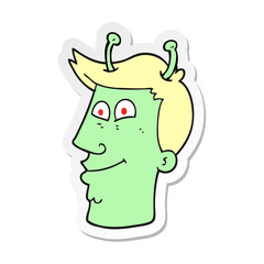 sticker of a cartoon alien man