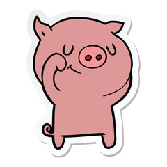 sticker of a happy cartoon pig