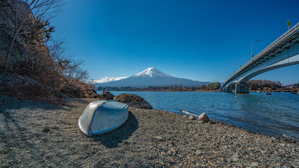 Boat With Fuji Mountain View