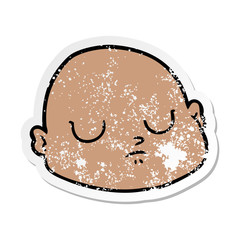distressed sticker of a cartoon bald man