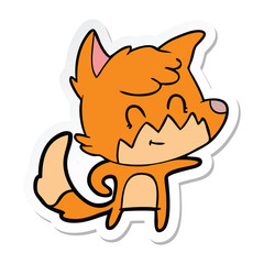 sticker of a cartoon friendly fox
