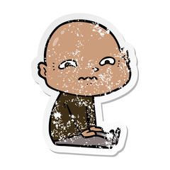 distressed sticker of a cartoon nervous man