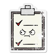 distressed sticker of a cute cartoon check list