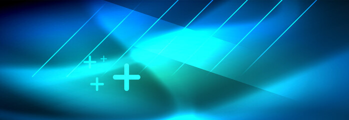 Neon glowing techno lines, hi-tech futuristic abstract background template with lines