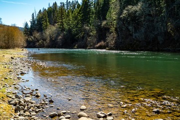 The Rogue River flows through Casey State Recreation Site near Medford, Oregon