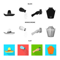 Vector design of cafe and Latin sign. Collection of cafe and national vector icon for stock.