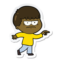 sticker of a cartoon annoyed man