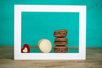 Heart, Frame and macaroon Valentine Gift , Patisserie Concept