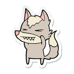 sticker of a angry wolf cartoon