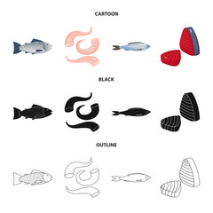 Vector design of fresh  and restaurant logo. Collection of fresh  and marine   stock vector illustration.